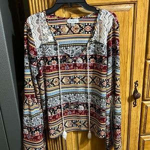 Worn but cared for Olsenboye long sleeve multicolored blouse